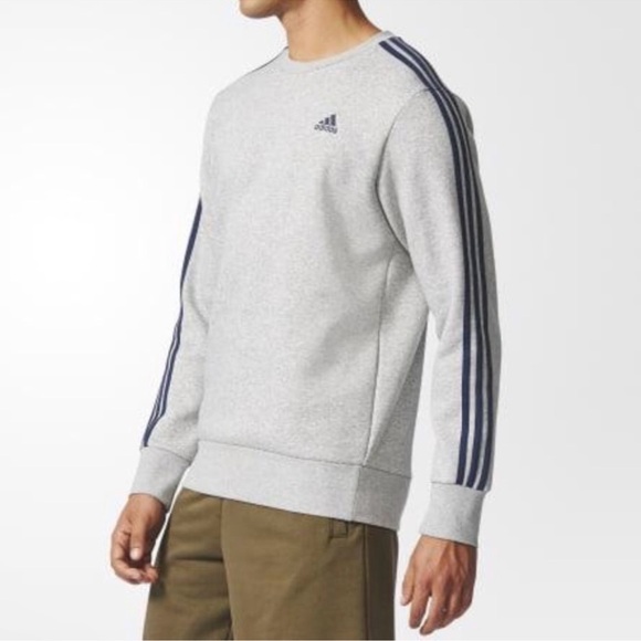 Adidas Men's Gray Sweater with Blue Accents - Picture 2 of 10